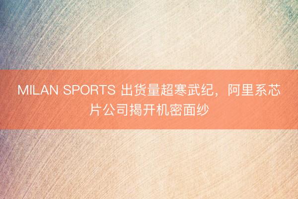 MILAN SPORTS 出货量超寒武纪,阿里系芯片公司揭开机密面纱