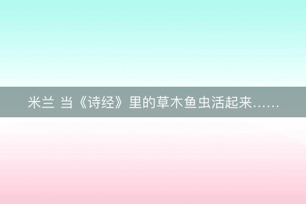 米兰 当《诗经》里的草木鱼虫活起来……