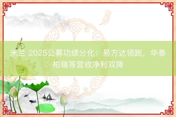 米兰 2025公募功绩分化:易方达领跑,华泰柏瑞等营收净利双降