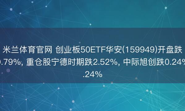 米兰体育官网 创业板50ETF华安(159949)开盘跌0.79%， 重仓股宁德时期跌2.52%， 中际旭创跌0.24%