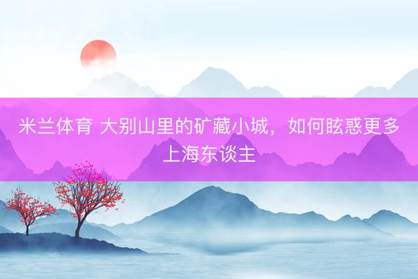 米兰体育 大别山里的矿藏小城，如何眩惑更多上海东谈主